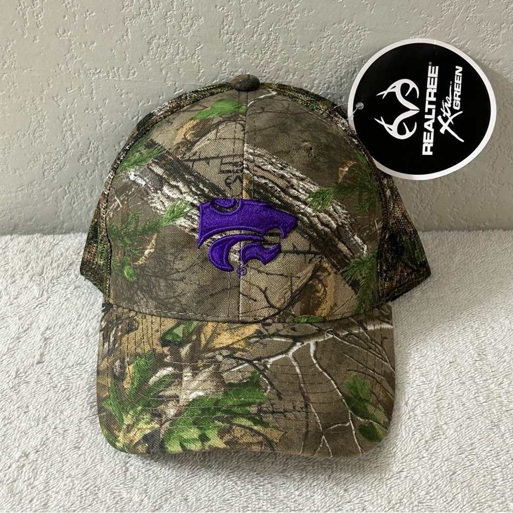 Kansas State Wildcats NCAA Realtree Mossy Woodland Camo Mesh Strap Back Hat Cap